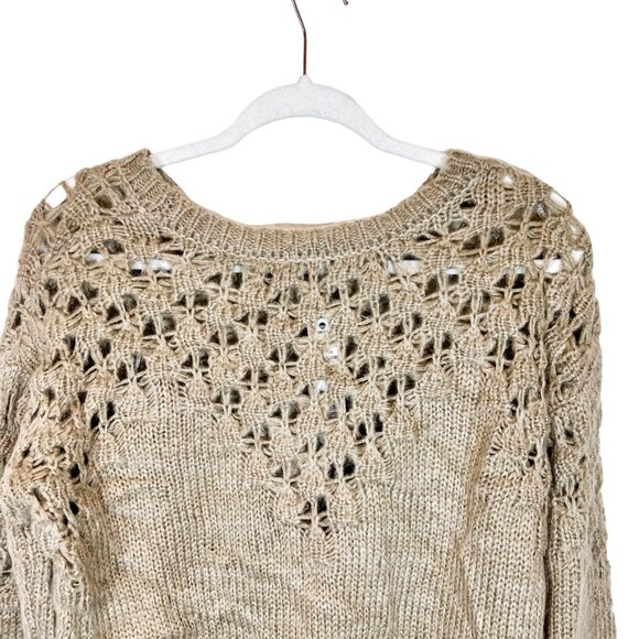 Joseph A. NWT Sweater L Womens Tan Open Knit Round Neck Pullover Size Large - Picture 5 of 7